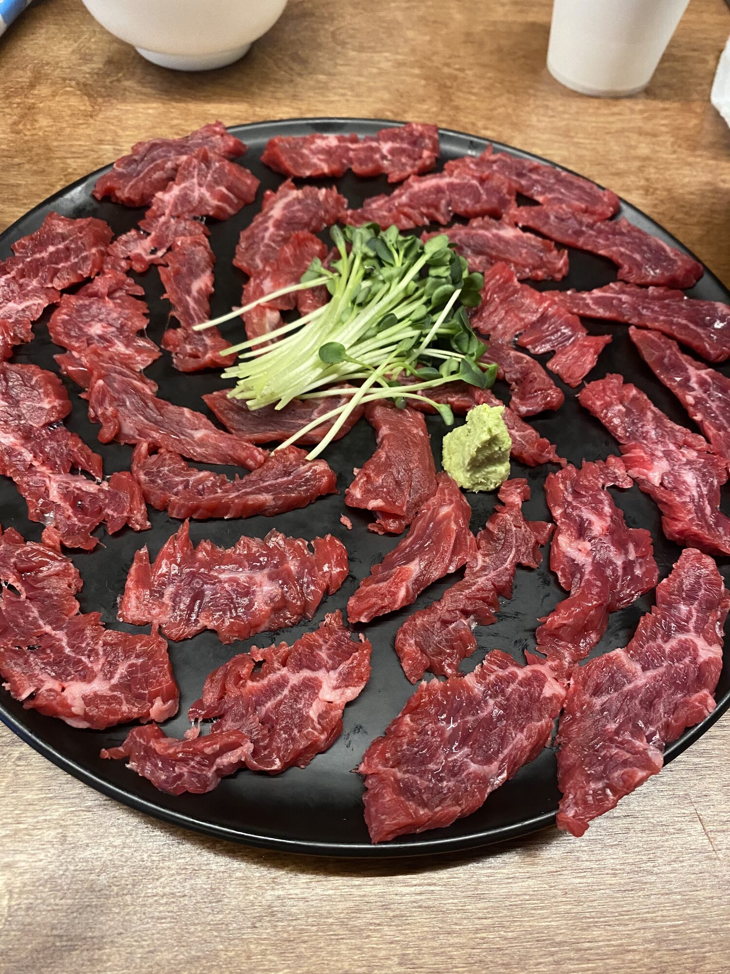 A plate of raw beef