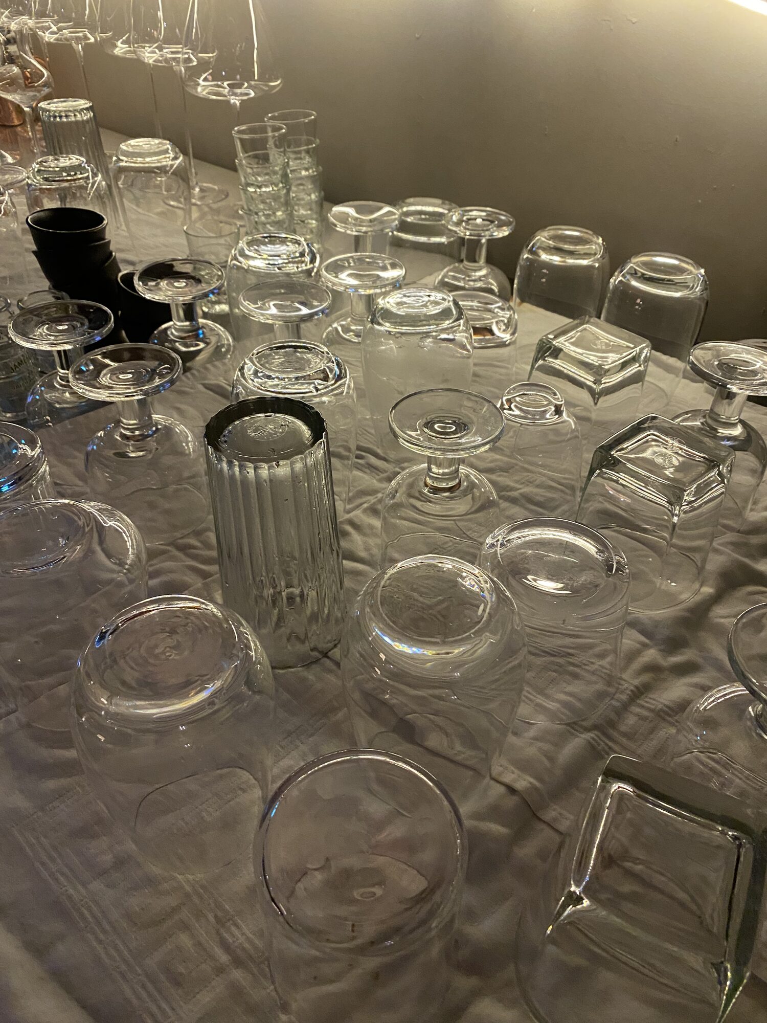 Glasses drying on the table