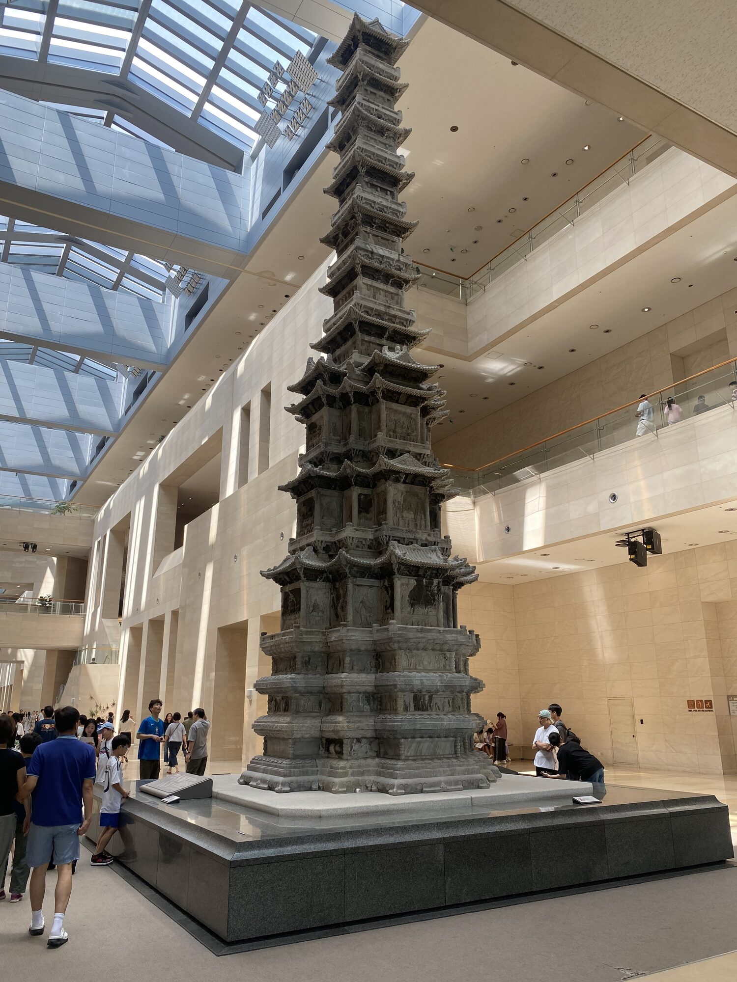 A stone pagoda indoors